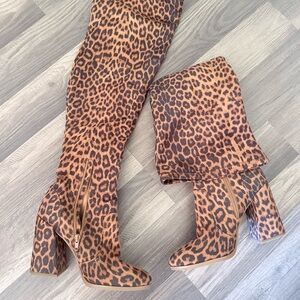 Jessica Simpson Animal Print Heeled Boots NWOT